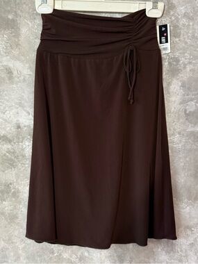 Amy Byer Dark Brown A-Line Skirt with Ruched Drawstring Waist (love 20)